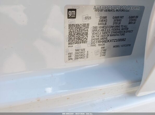 1GTRHAEKXTZ108982 2026 GMC SIERRA White Вид підкапотного простору