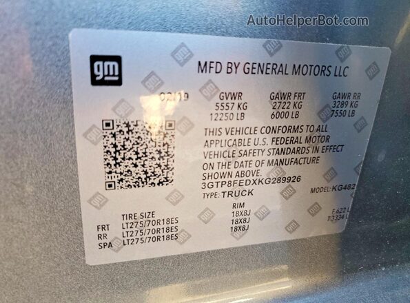 1GTU9FED3KZ416872 2019 GMC SIERRA Gray Engine compartment view