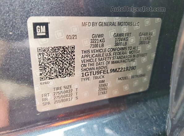 1GTU9FEL9MZ219280 2021 GMC SIERRA Gray Engine compartment view