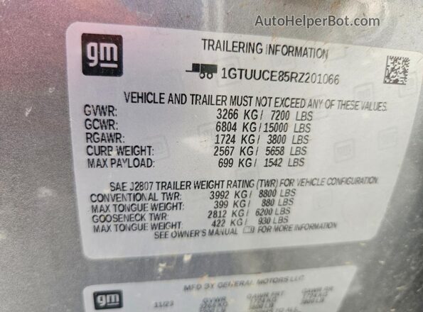 1GTUUCE85RZ201066 2024 GMC SIERRA Silver Vista del compartimento del motor