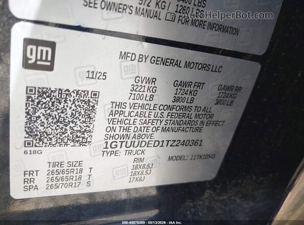 1GTUUDED1TZ240361 2026 GMC SIERRA Gray Widok komory silnika