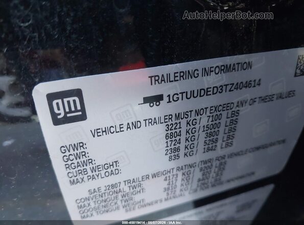 1GTUUDED3TZ404614 2026 GMC SIERRA Black Շարժիչի բաժամունքի տեսք