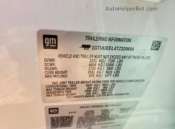 1GTUUEEL4TZ320654 2026 GMC SIERRA White Widok komory silnika