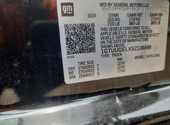 1GTUUGELXSZ136698 2025 GMC SIERRA Black Vista de la etiqueta del VIN