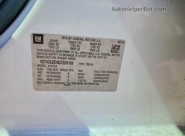 1GTV2LEC9GZ329189 2016 GMC SIERRA White Vista del compartimento del motor