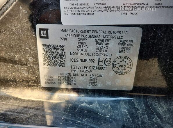 1GTV2LECXJZ348034 2018 GMC SIERRA Black Engine compartment view