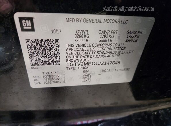 1GTV2MEC1JZ147645 2018 GMC SIERRA Черный Вид подкапотного пространства