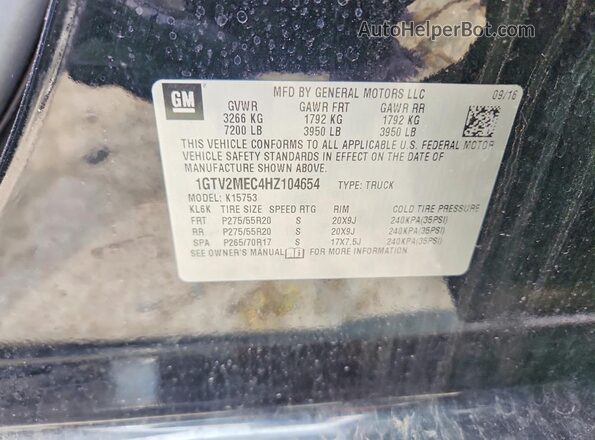 1GTV2MEC4HZ104654 2017 GMC SIERRA Черный Вид подкапотного пространства