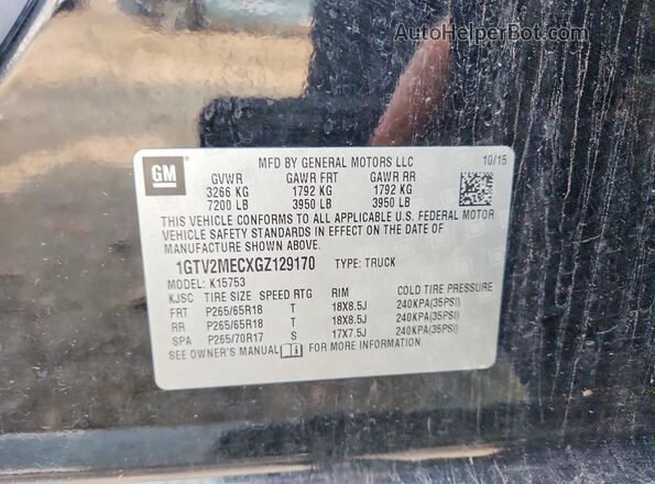 1GTV2MECXGZ129170 2016 GMC SIERRA Black Widok komory silnika