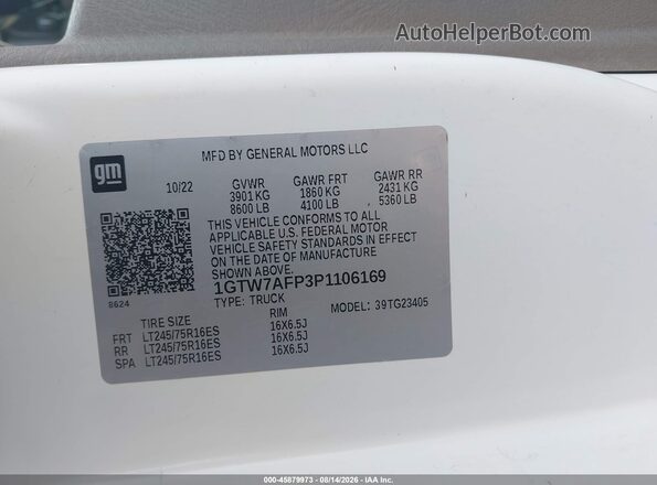1GTW7AFP3P1106169 2023 GMC SAVANA CARGO White Շարժիչի բաժամունքի տեսք