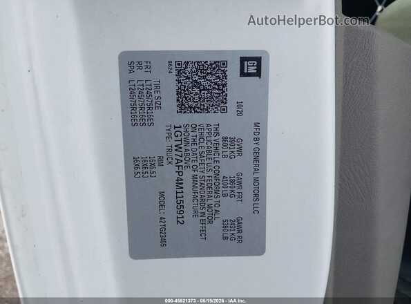 1GTW7AFP4M1155912 2021 GMC SAVANA CARGO White Engine compartment view