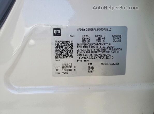 1GYAZAR4XPF216140 2023 CADILLAC XT4 White ძრავის განყოფილების ხედი