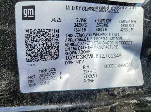 1GYC3KML8TZ701349 2026 CADILLAC VISTIQ Black VIN sticker view