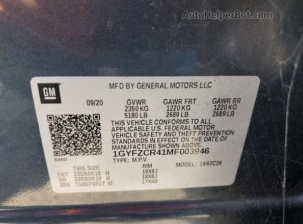 1GYFZCR41MF003946 2021 CADILLAC XT4 Gray 