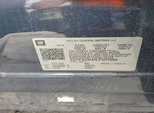 1GYFZCR42LF007096 2020 CADILLAC XT4 Gray Вид підкапотного простору