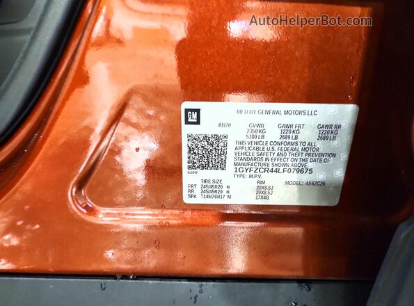 1GYFZCR44LF079675 2020 CADILLAC XT4 Orange ძრავის განყოფილების ხედი