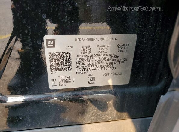 1GYFZCR48LF104433 2020 CADILLAC XT4 Black VIN կոդի պիտակի տեսք