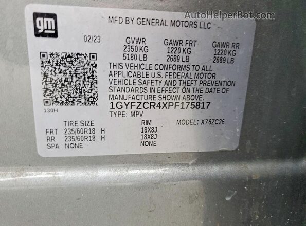 1GYFZCR4XPF175817 2023 CADILLAC XT4 Gray სალონის 360-გრადუსიანი ხედი