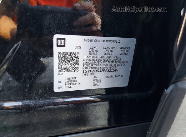 1GYFZDR42PF221520 2023 CADILLAC XT4 Black Vista de la etiqueta del VIN