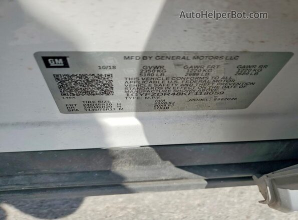1GYFZDR48KF118059 2019 CADILLAC XT4 Белый Вид наклейки с VIN-кодом