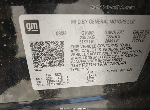 1GYFZDR49NF134646 2022 CADILLAC XT4 Black ძრავის განყოფილების ხედი