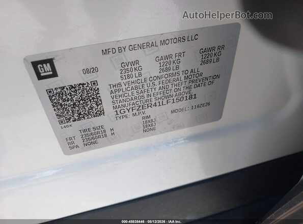 1GYFZER41LF150181 2020 CADILLAC XT4 White Vista del compartimento del motor
