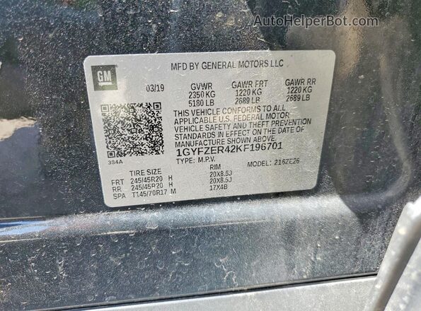 1GYFZER42KF196701 2019 CADILLAC XT4 Черный Вид наклейки с VIN-кодом