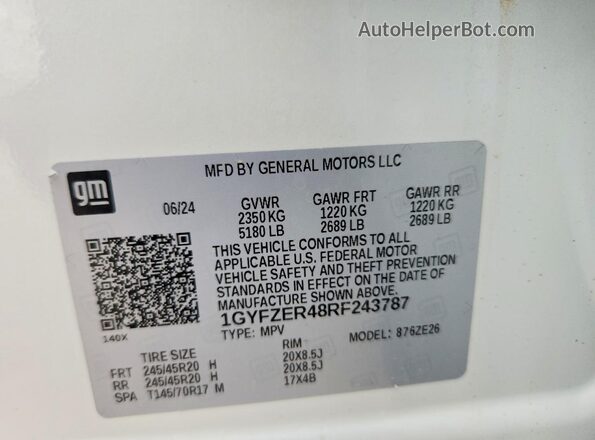 1GYFZER48RF243787 2024 CADILLAC XT4 White სალონის 360-გრადუსიანი ხედი