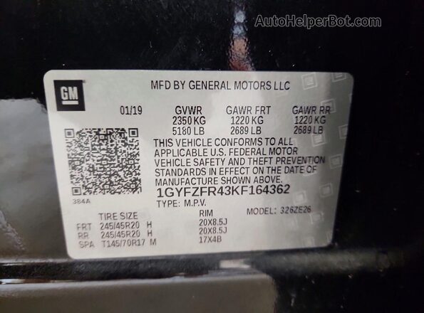 1GYFZFR43KF164362 2019 CADILLAC XT4 Black ძრავის განყოფილების ხედი