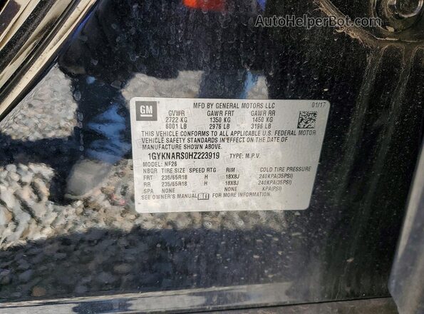 1GYKNARS0HZ223919 2017 CADILLAC XT5 Black VIN კოდის სტიკერის ხედი
