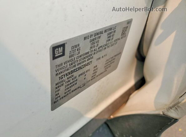 1GYKNBRS3HZ264521 2017 CADILLAC XT5 White Widok naklejki z numerem VIN