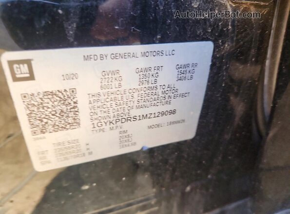 1GYKPDRS1MZ129098 2021 CADILLAC XT6 Black VIN კოდის სტიკერის ხედი