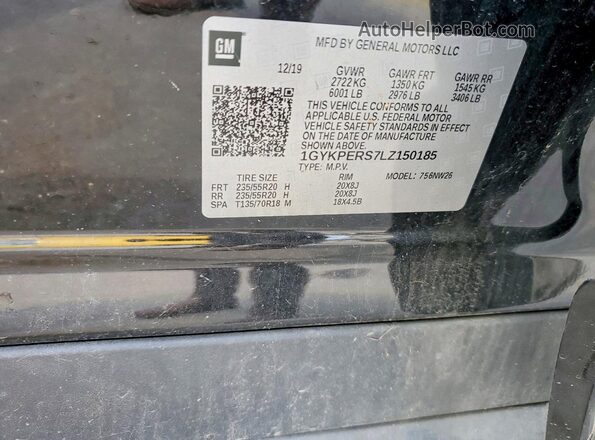 1GYKPER57LZ150185 2020 CADILLAC XT6 Black VIN կոդի պիտակի տեսք