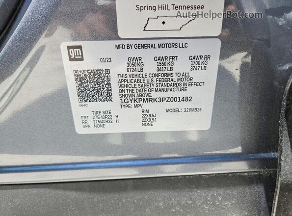 1GYKPMRK3PZ001482 2023 CADILLAC OTHER Gray Շարժիչի բաժամունքի տեսք