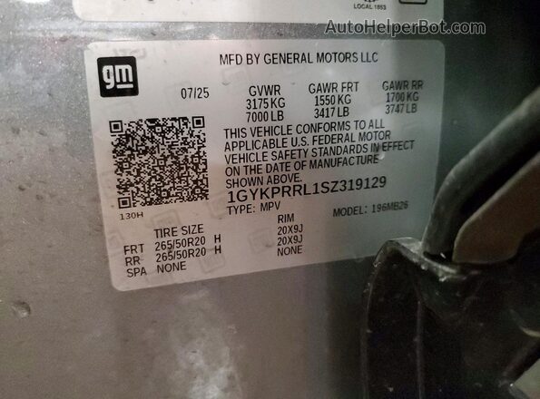 1GYKPRRL1SZ319129 2025 CADILLAC OTHER Silver Vista del compartimento del motor