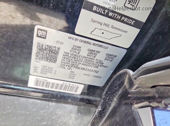 1GYKPTRK5RZ103752 2024 CADILLAC OTHER Black ძრავის განყოფილების ხედი