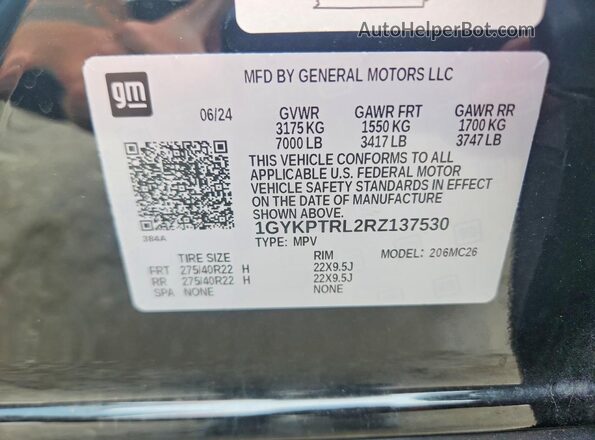 1GYKPTRL2RZ137530 2024 CADILLAC OTHER Black Панорамний вид салону 360°