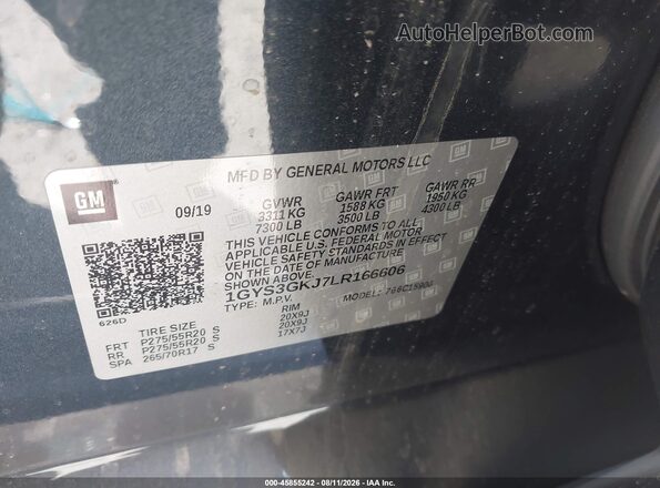 1GYS3GKJ7LR166606 2020 CADILLAC ESCALADE Gray Вид підкапотного простору