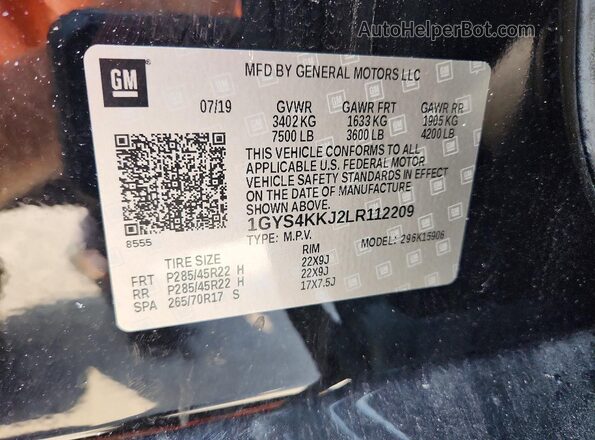 1GYS4KKJ2LR112209 2020 CADILLAC ESCALADE Black VIN կոդի պիտակի տեսք