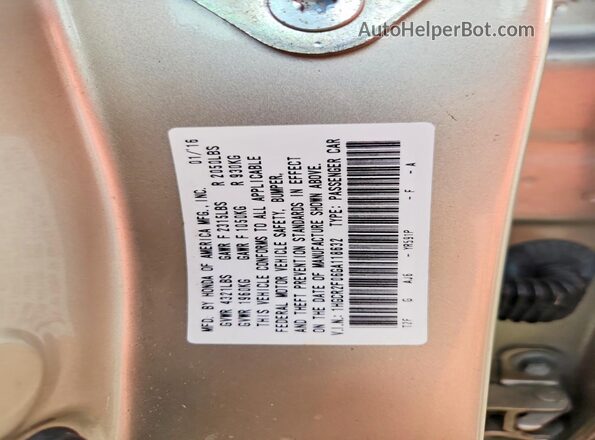 1HGCR2F06GA118632 2016 HONDA ACCORD Beige 