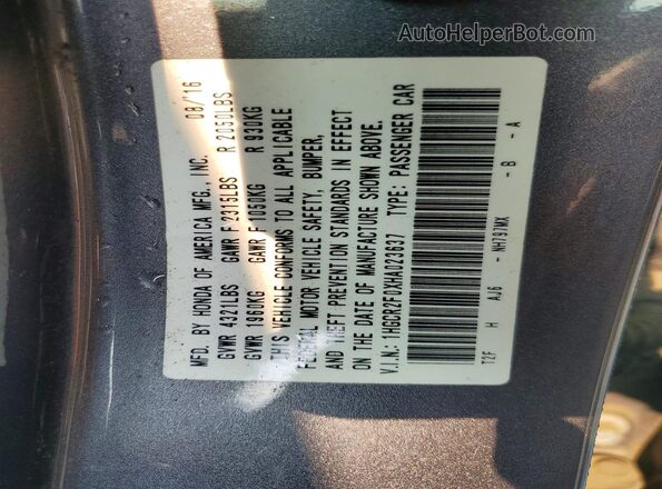 1HGCR2F0XHA023637 2017 HONDA ACCORD Gray Widok komory silnika