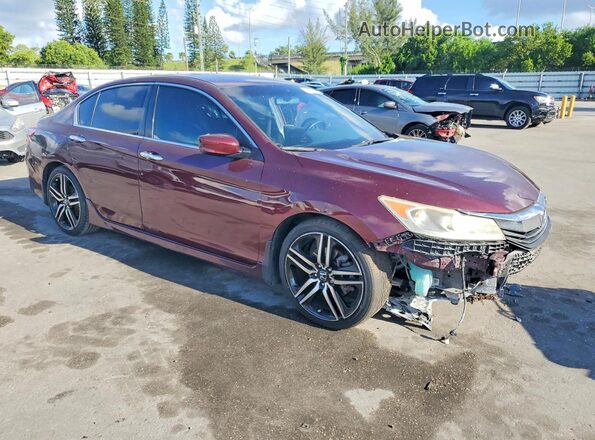 1HGCR2F10HA090398 2017 HONDA ACCORD Burgundy წინა მარჯვენა