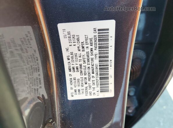 1HGCR2F30GA208451 2016 HONDA ACCORD Gray Vista del compartimento del motor