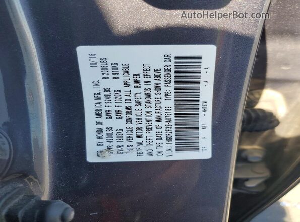 1HGCR2F32HA075189 2017 HONDA ACCORD Gray Вид підкапотного простору