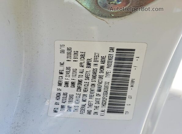 1HGCR2F35GA008732 2016 HONDA ACCORD Белый Вид наклейки с VIN-кодом
