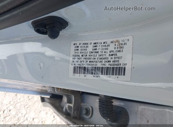 1HGCR2F35GA054125 2016 HONDA ACCORD Белый Вид подкапотного пространства