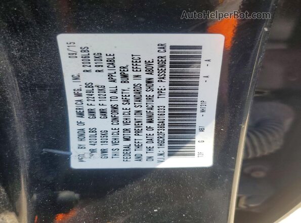 1HGCR2F38GA016033 2016 HONDA ACCORD Черный Вид подкапотного пространства