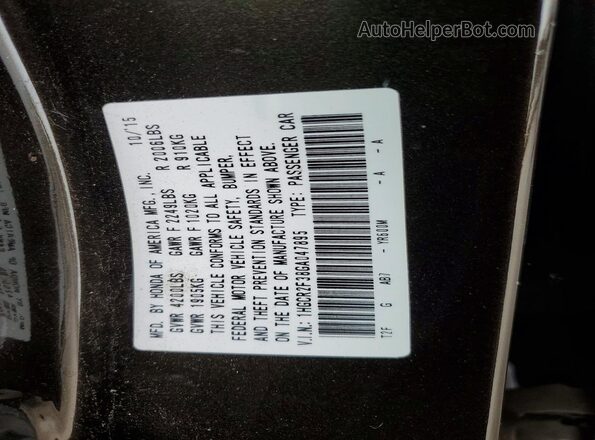 1HGCR2F38GA047895 2016 HONDA ACCORD Brown Вид підкапотного простору