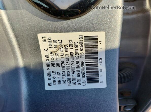 1HGCR2F38HA293864 2017 HONDA ACCORD Серый Вид наклейки с VIN-кодом