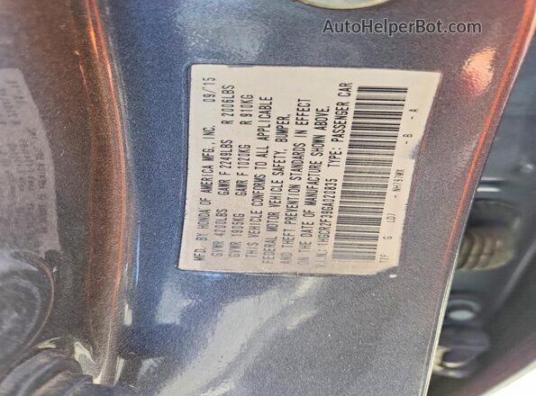 1HGCR2F39GA020835 2016 HONDA ACCORD Серый Вид подкапотного пространства
